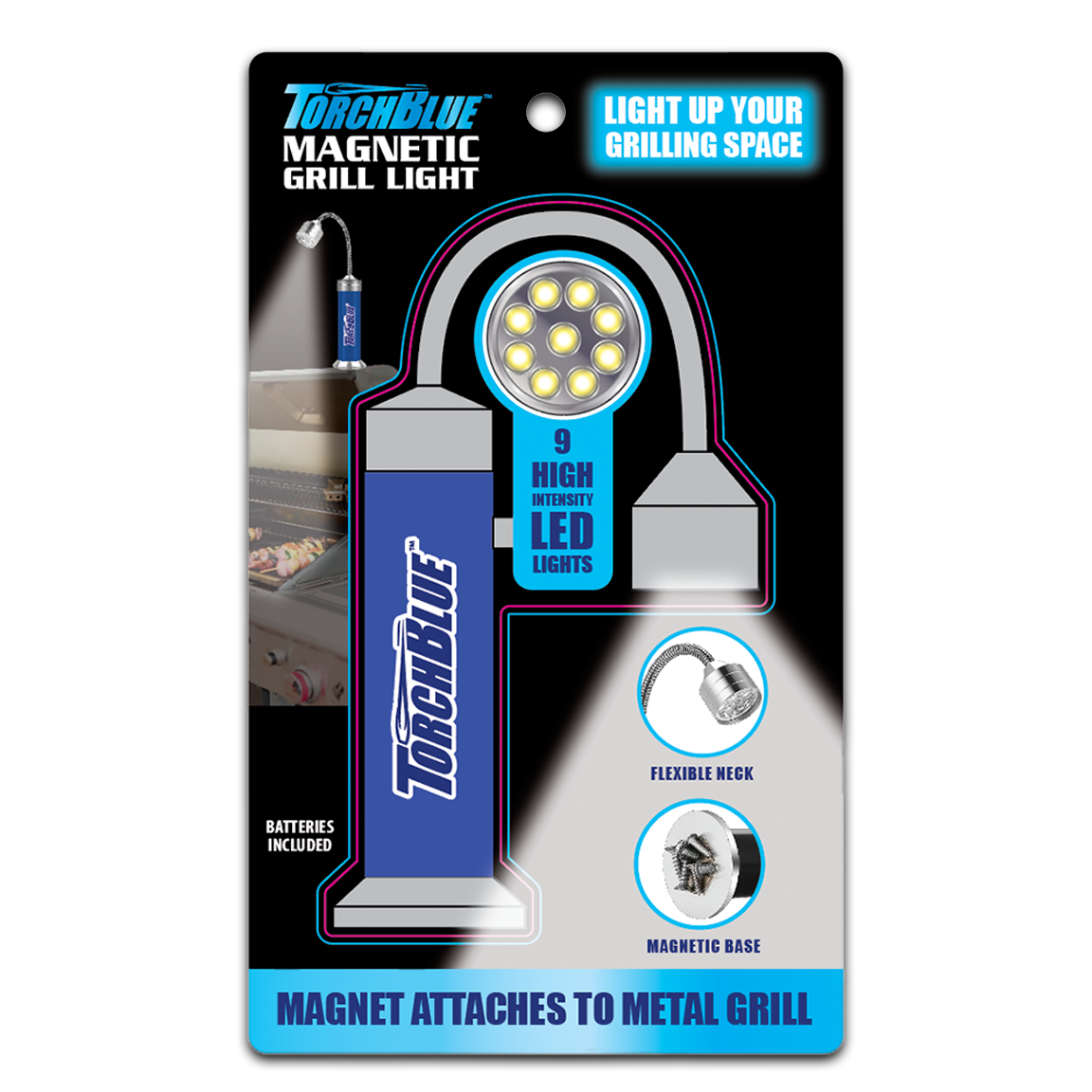 TORCH BLUE MAGNETIC GRILL LIGHT 6 PIECES PER DISPLAY