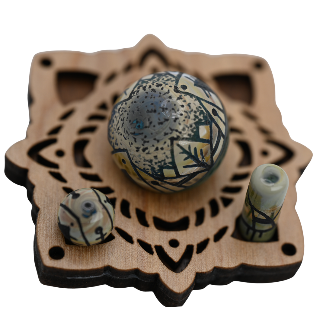 Worked 3 Piece Slurper Marble Set w/ Mini Stand