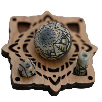 Worked 3 Piece Slurper Marble Set w/ Mini Stand