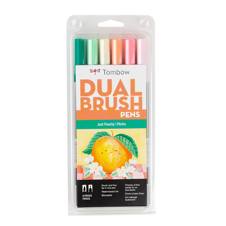 Tombow Dual Brush Pen Art Markers, Just Peachy, 6-Pack
