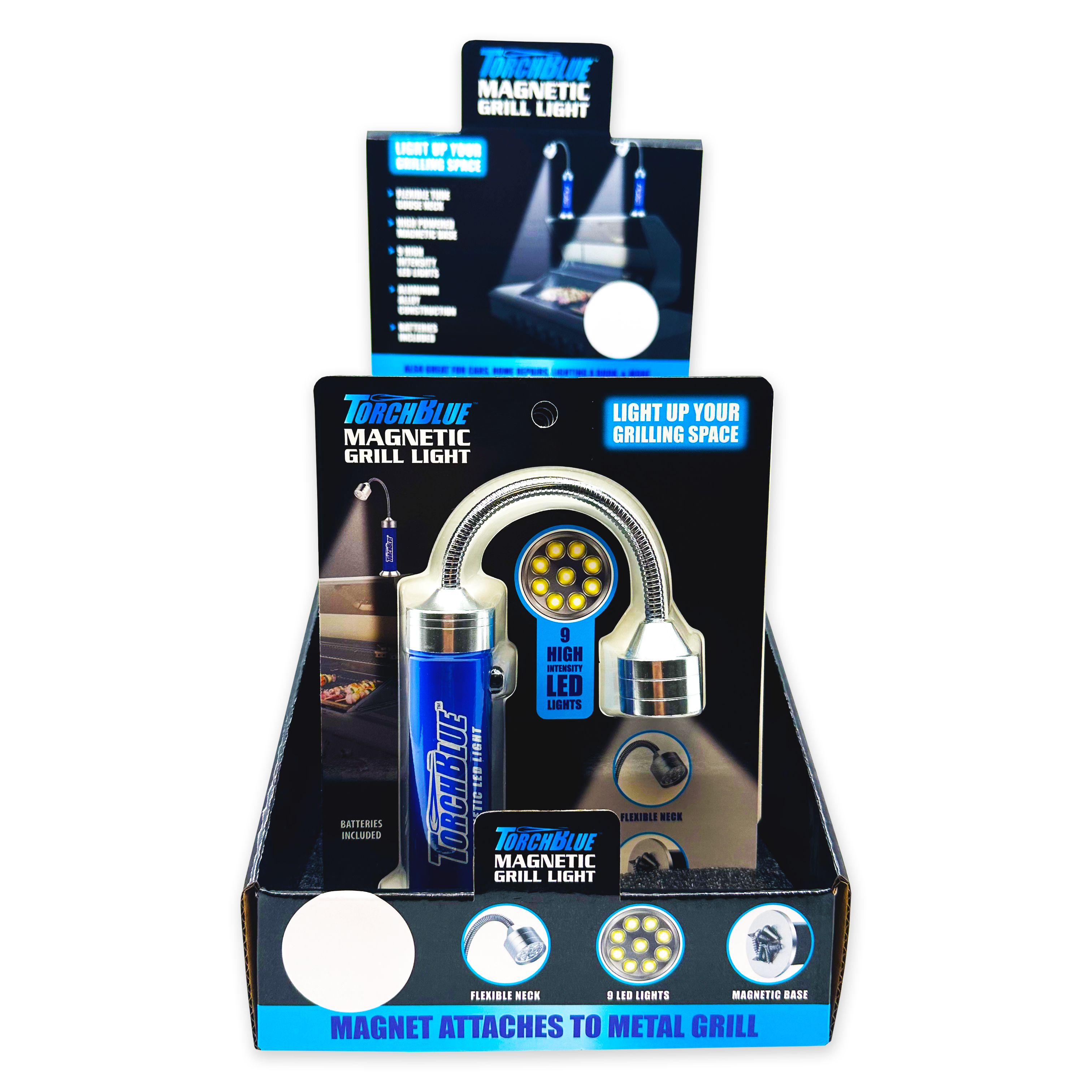 TORCH BLUE MAGNETIC GRILL LIGHT 6 PIECES PER DISPLAY
