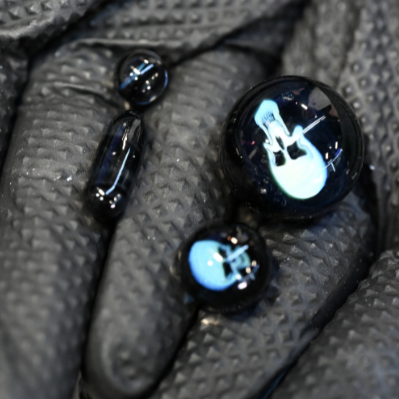Glass Art By: Shaggy 4 piece Onyx Skull Slurper Set