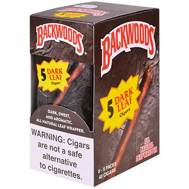 Tobacco/ Unflavored Backwoods Natural Leaf Wrapped Cigars (5-Pack)