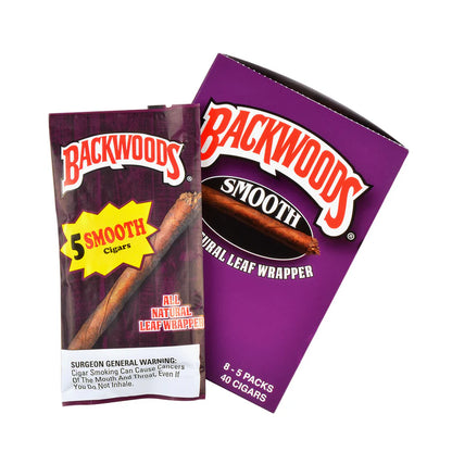 Tobacco/ Unflavored Backwoods Natural Leaf Wrapped Cigars (5-Pack)