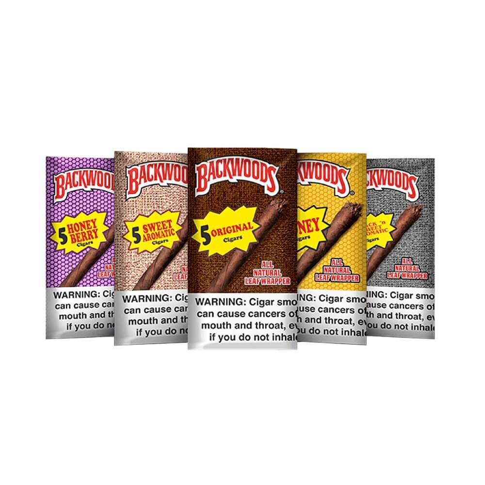 Tobacco/ Unflavored Backwoods Natural Leaf Wrapped Cigars (5-Pack)