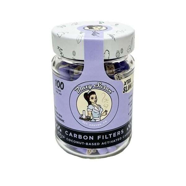 Blazy Susan Filter Tips Xtra Slim Purize Carbon 100ct Jar