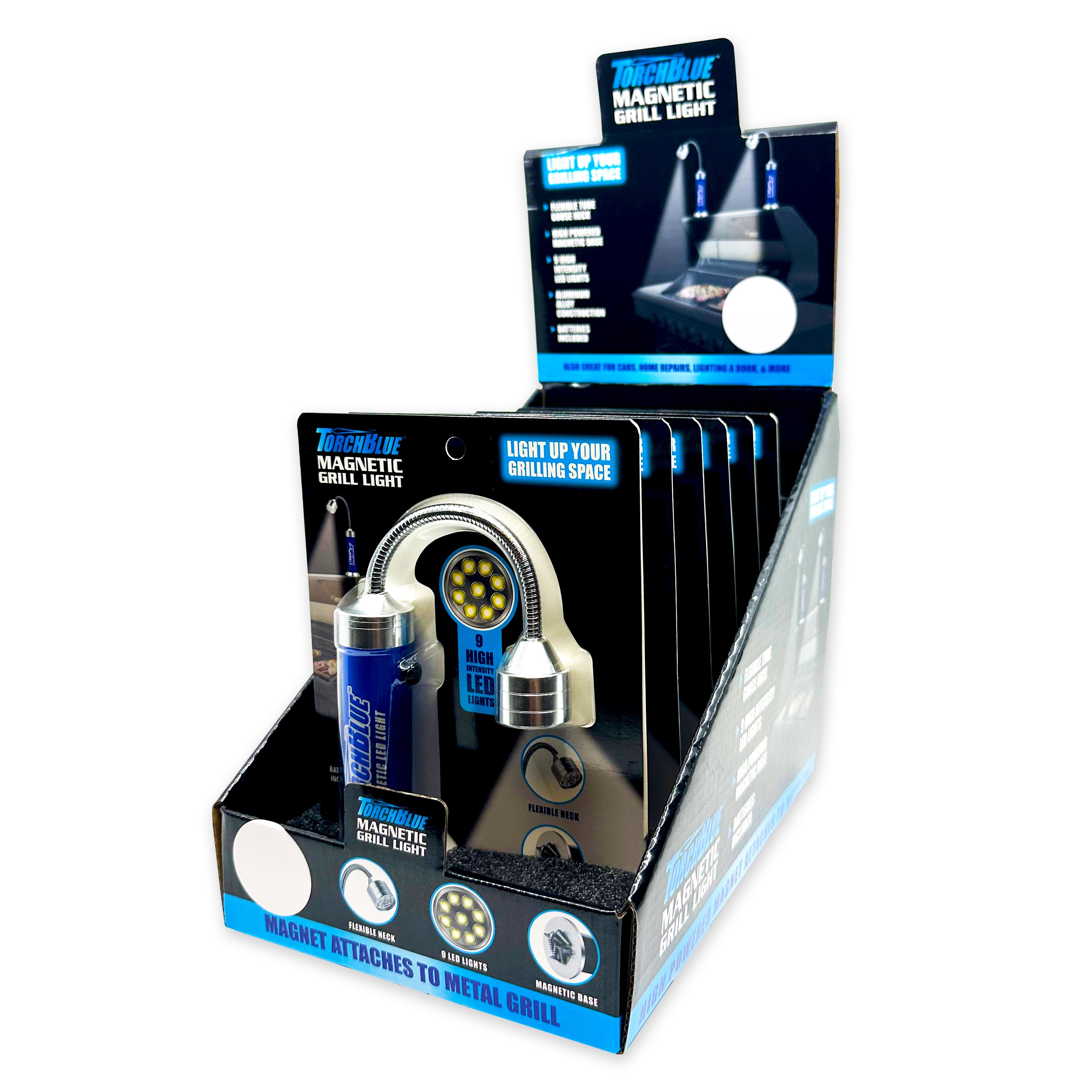 TORCH BLUE MAGNETIC GRILL LIGHT 6 PIECES PER DISPLAY