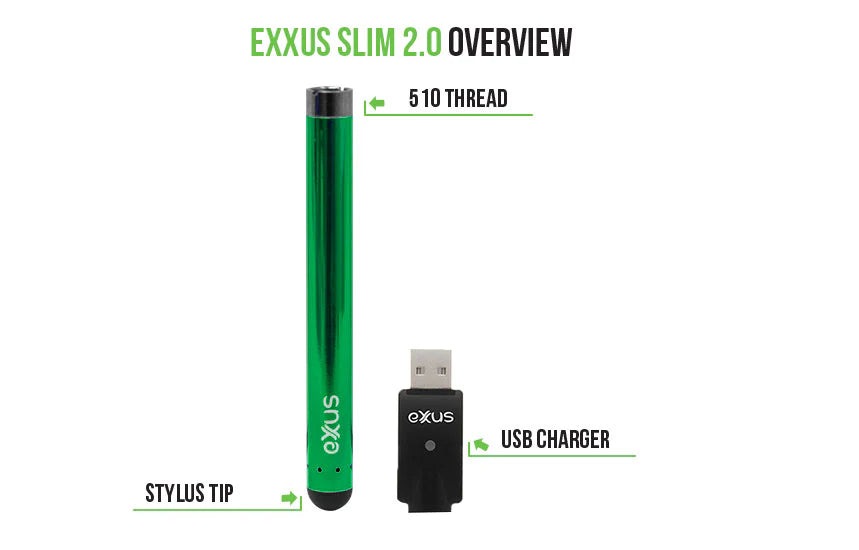 Exxus Vape Slim 2.0 510 Cart Battery