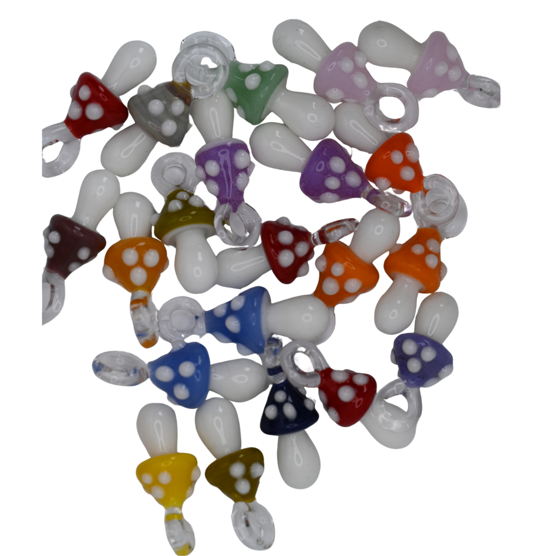 Kyle White Glass American Made Mushroom Pendants